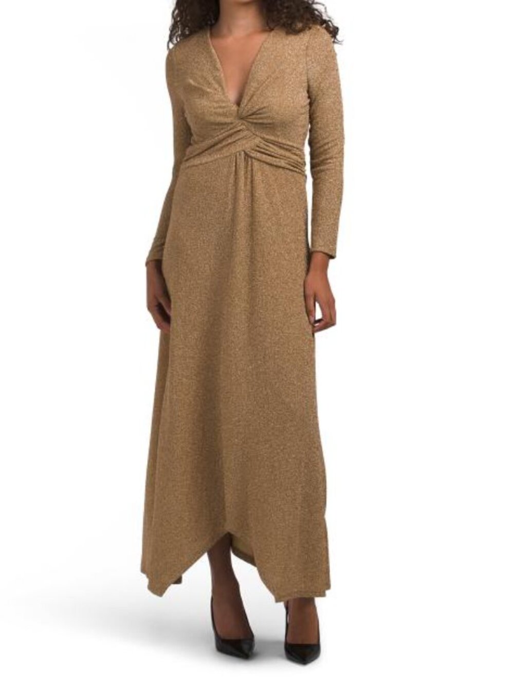 BA&SH Gold V-neck Maxi Dress